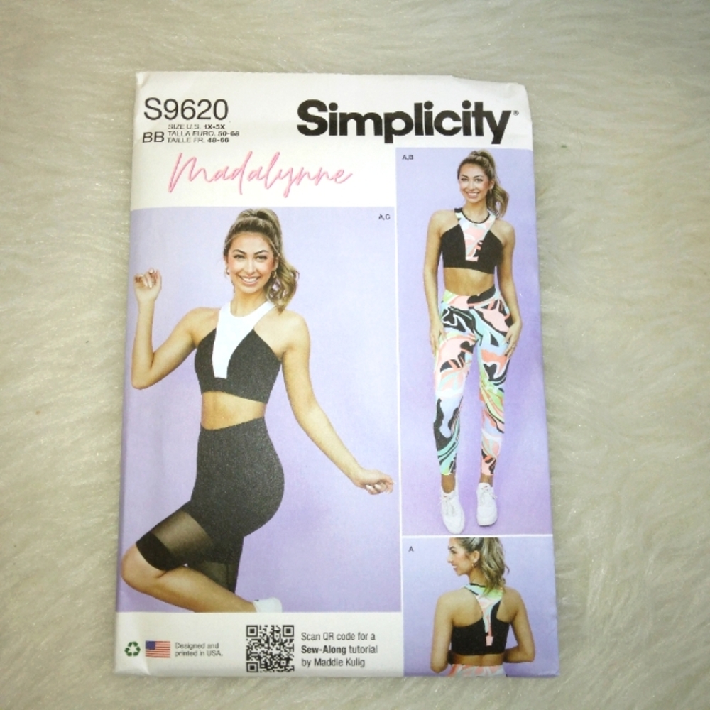 SIMPLICITY S9620 Sz 1X-5X Sports bra, leggings, and sports designed by Madalynne